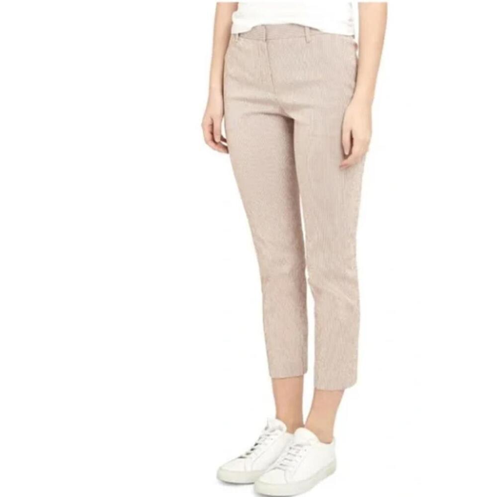 Theory Seersucker Brown Ankle Pants - Size - 6